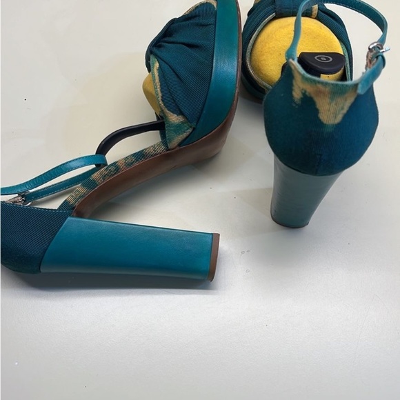 Moschino Blue and Yellow Heels with Chunky Straps - Picture 2 of 7